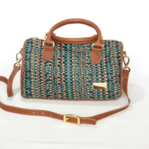 Baúl julieta en cuero y tela en telar manual