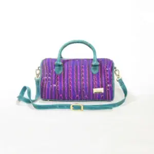 Baúl julieta en cuero y tela en telar manual