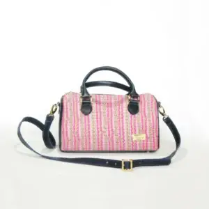 Baúl julieta en cuero y tela en telar manual